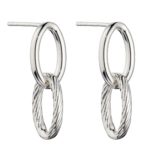 Sterling Silver Double Link Chain Drop Earrings