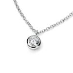 Sterling Silver Cubic Zirconia Bezel Set Pendant & Chain