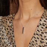 Sterling Silver Long Bar Drop Pendant & Chain
