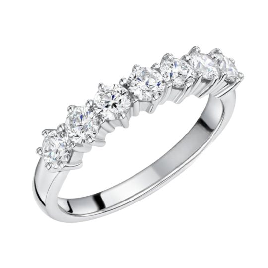 Platinum Brilliant Cut Diamond Seven Stone Claw Set Eternity Ring 1.10ct