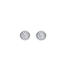 18ct White Gold Brilliant Cut Diamond Bezel Set Stud Earrings 0.20ct