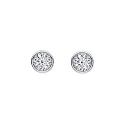 18ct White Gold Brilliant Cut Diamond Bezel Set Stud Earrings 0.50ct