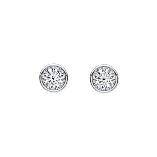 18ct White Gold Brilliant Cut Diamond Bezel Set Stud Earrings 0.50ct