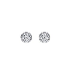 18ct White Gold Brilliant Cut Diamond Bezel Set Stud Earrings 0.30ct