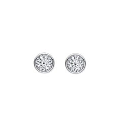 18ct White Gold Brilliant Cut Diamond Bezel Set Stud Earrings 0.40ct