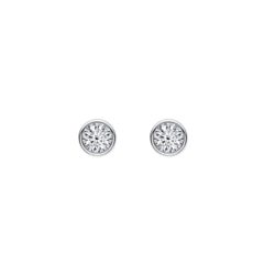 18ct White Gold Brilliant Cut Diamond Bezel Set Stud Earrings 0.15ct