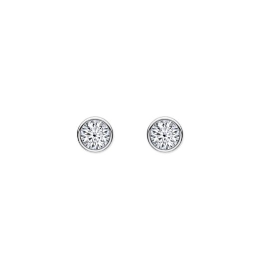 18ct White Gold Brilliant Cut Diamond Bezel Set Stud Earrings 0.15ct