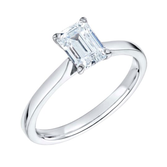 Platinum Emerald Cut Diamond Solitaire Engagement Ring 1.00ct