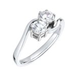Platinum Brilliant Cut Diamond Two Stone Twist Engagement Ring 0.30ct