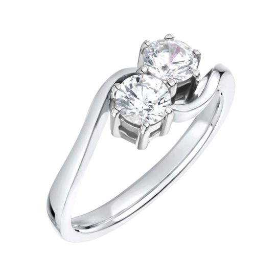 9ct White Gold Brilliant Cut Diamond Two Stone Twist Engagement Ring 0.30ct