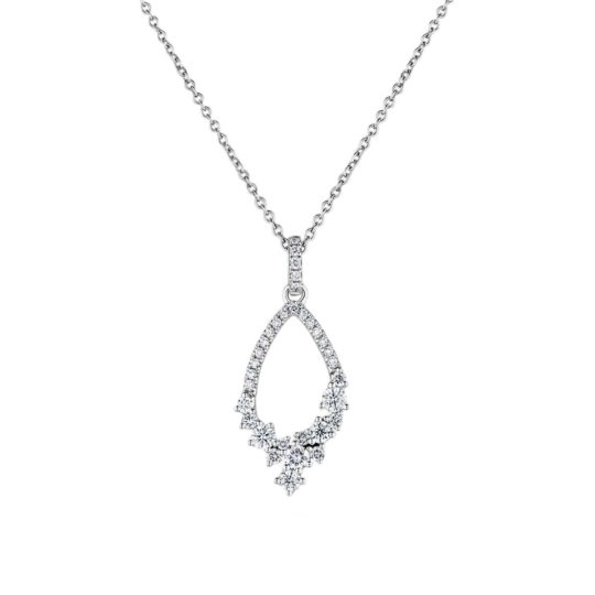 18ct White Gold Brilliant Cut Diamond Fancy Pendant & Chain