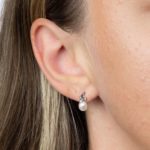 9ct White Gold Freshwater Pearl & Diamond Stud Earrings