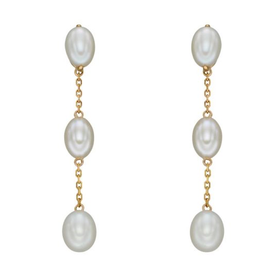 9ct Yellow Gold Freshwater Pearl Drop Earrings