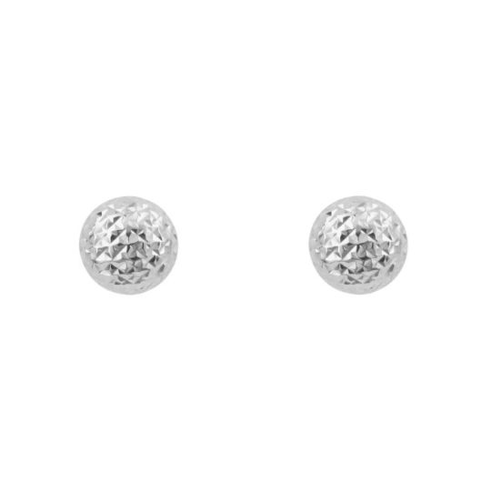 9ct White Gold Textured Domed Stud Earrings