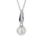 9ct White Gold Freshwater Pearl Drop Pendant