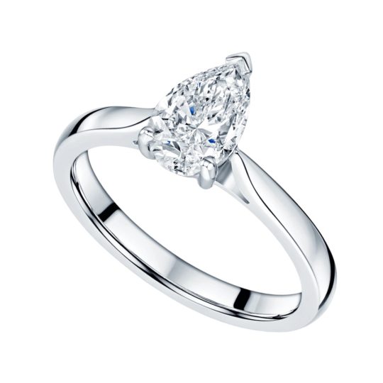 Platinum Pear Shape Diamond Solitaire Engagement Ring 0.60ct