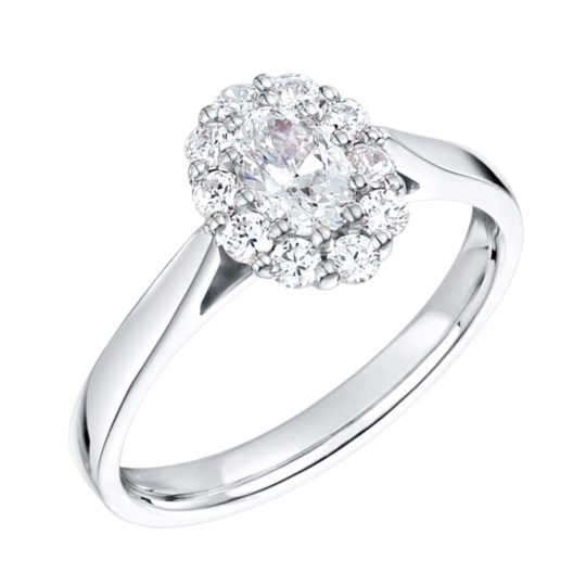 Platinum Oval Cut Diamond Halo Engagement Ring 1.30ct