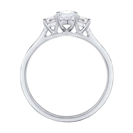Platinum Emerald Cut & Brilliant Cut Diamond Trilogy Engagement Ring 1.00ct