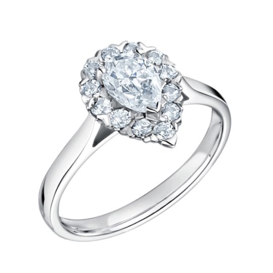 Platinum Pear Shape Diamond Halo Engagement Ring 0.90ct