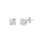 Sterling Silver Round Cubic Zirconia Stud Earrings