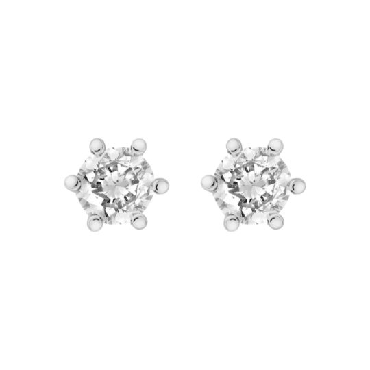 Sterling Silver Cubic Zirconia Claw Set Stud Earrings