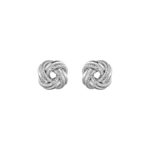 Sterling Silver Textured & Polished Knot Stud Earrings