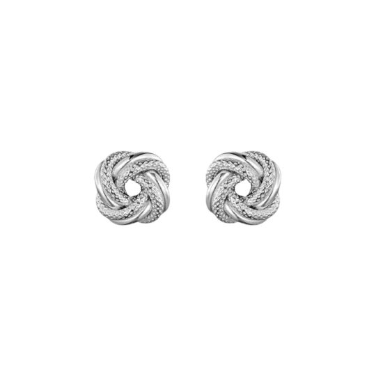 Sterling Silver Textured & Polished Knot Stud Earrings