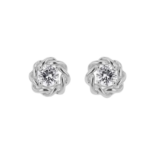 Sterling Silver Cubic Zirconia Fancy Stud Earrings