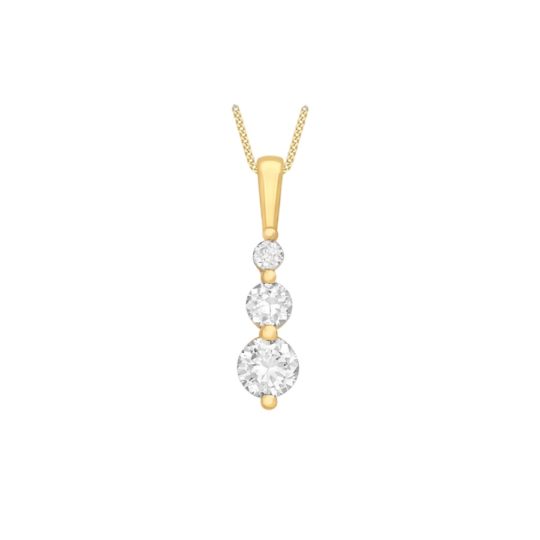 9ct Yellow Gold Cubic Zirconia Trilogy Pendant