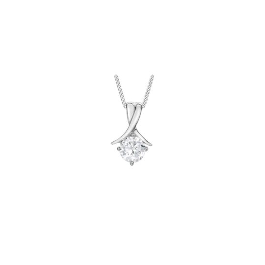 9ct White Gold Cubic Zirconia Single Stone Pendant