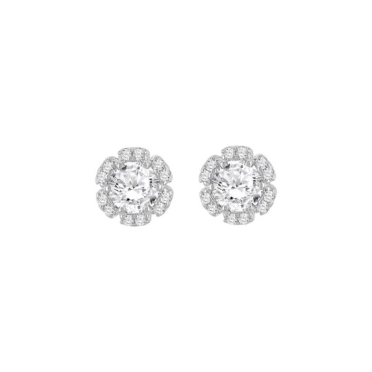 Sterling Silver Cubic Zirconia Cluster Stud Earrings