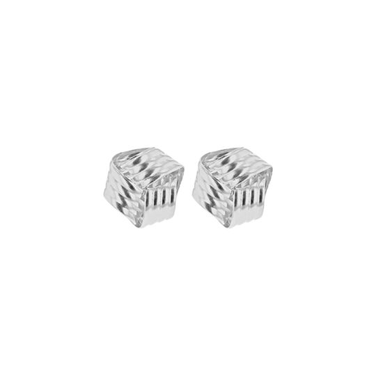 9ct White Gold Ribbed Knot Earrings