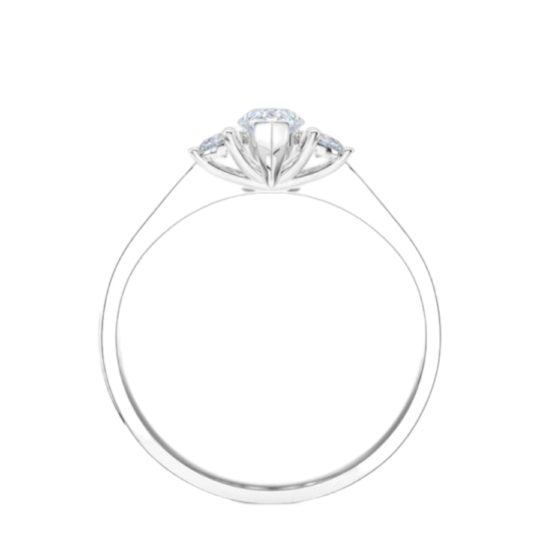 Platinum Pear Shape & Brilliant Cut Diamond Trilogy Engagement Ring 0.52ct