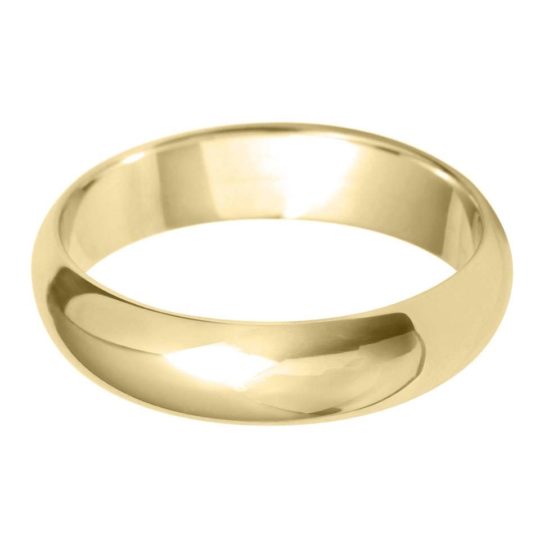 Gents 9ct Yellow Gold 5mm D-Shape Wedding Ring