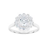 Platinum Brilliant Cut Diamond Cluster Engagement Ring 0.80ct