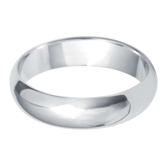 Gents Platinum 5mm D-Shape Wedding Ring