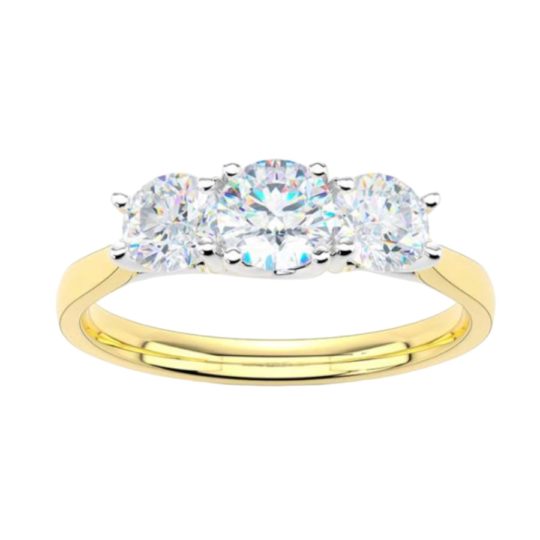 18ct Yellow Gold Brilliant Cut Diamond Trilogy Engagement Ring 1.00ct