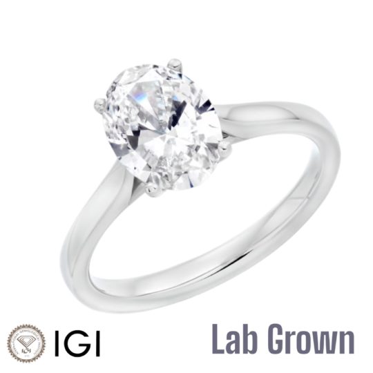 Lab Grown Platinum Oval Cut Diamond Solitaire Engagement Ring 1.10ct