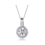 Sterling Silver Cubic Zirconia Halo Pendant & Chain