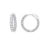 Sterling Silver Cubic Zirconia Inside Out Hoop Earrings