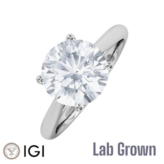 Lab Grown Platinum Brilliant Cut Diamond Solitaire Engagement Ring 3.00ct