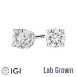 Lab Grown 18ct White Gold Brilliant Cut Diamond Stud Earrings 2.00ct