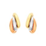 9ct Yellow, White & Rose Gold Russian Style Half Hoop Stud Earrings