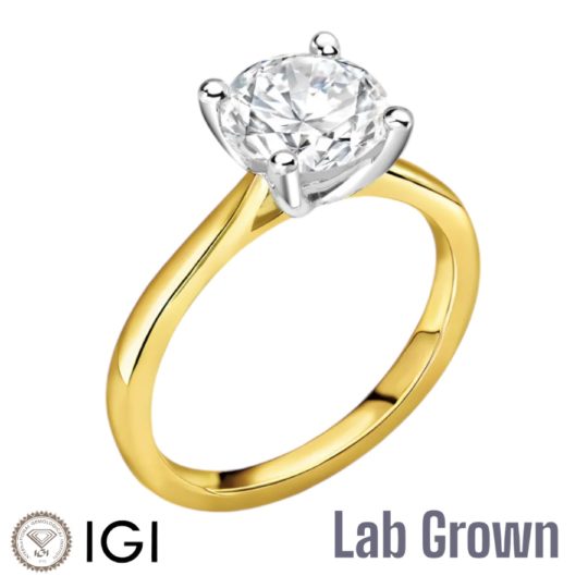 Lab Grown 18ct Yellow Gold Brilliant Cut Diamond Solitaire Engagement Ring 1.50ct