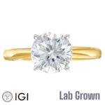 Lab Grown 18ct Yellow Gold Brilliant Cut Diamond Solitaire Engagement Ring 3.00ct