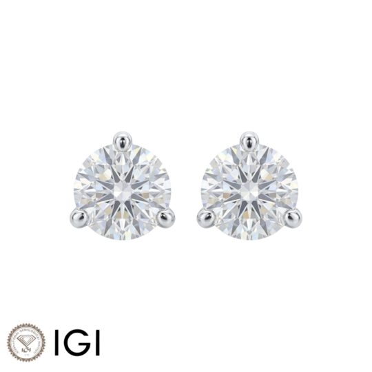 Lab-Grown Platinum Round Brilliant Cut Diamond Stud Earrings 1.00ct