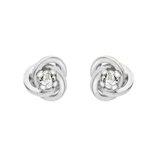 9ct White Gold Cubic Zirconia Knot Stud Earrings