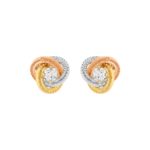 9ct Yellow, White & Rose Gold Cubic Zirconia Knot Stud Earrings