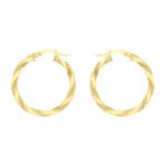 9ct Yellow Gold Flat Twist Hoop Earrings