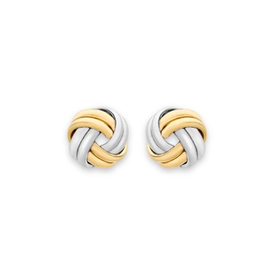 9ct Yellow & White Double Knot Stud Earrings